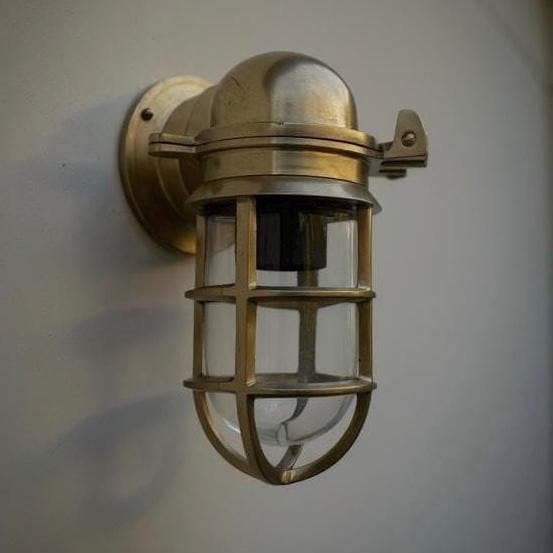 Happisburgh ~ Raw Solid Brass Sconce Swan Neck Ship Marine Outdoor Bulkhead Wall Light Nautical