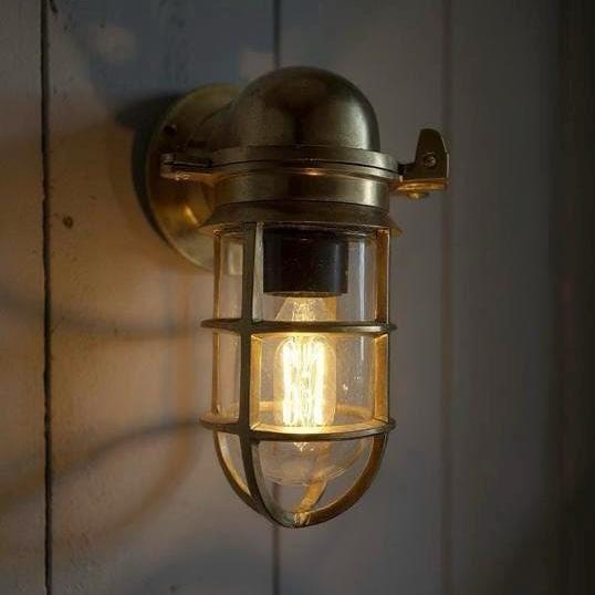 Happisburgh ~ Raw Solid Brass Sconce Swan Neck Ship Marine Outdoor Bulkhead Wall Light Nautical