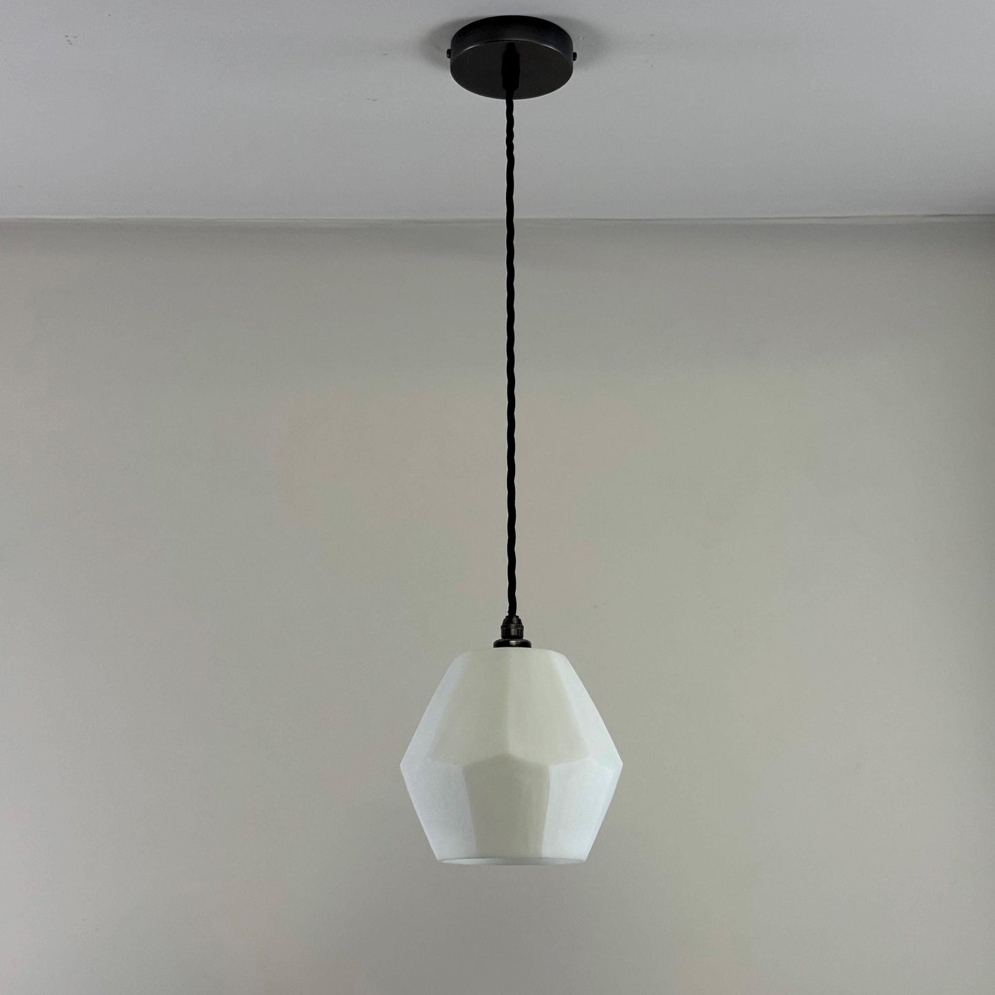 White Faceted Geometric Glass Pendant Set Ceiling Light