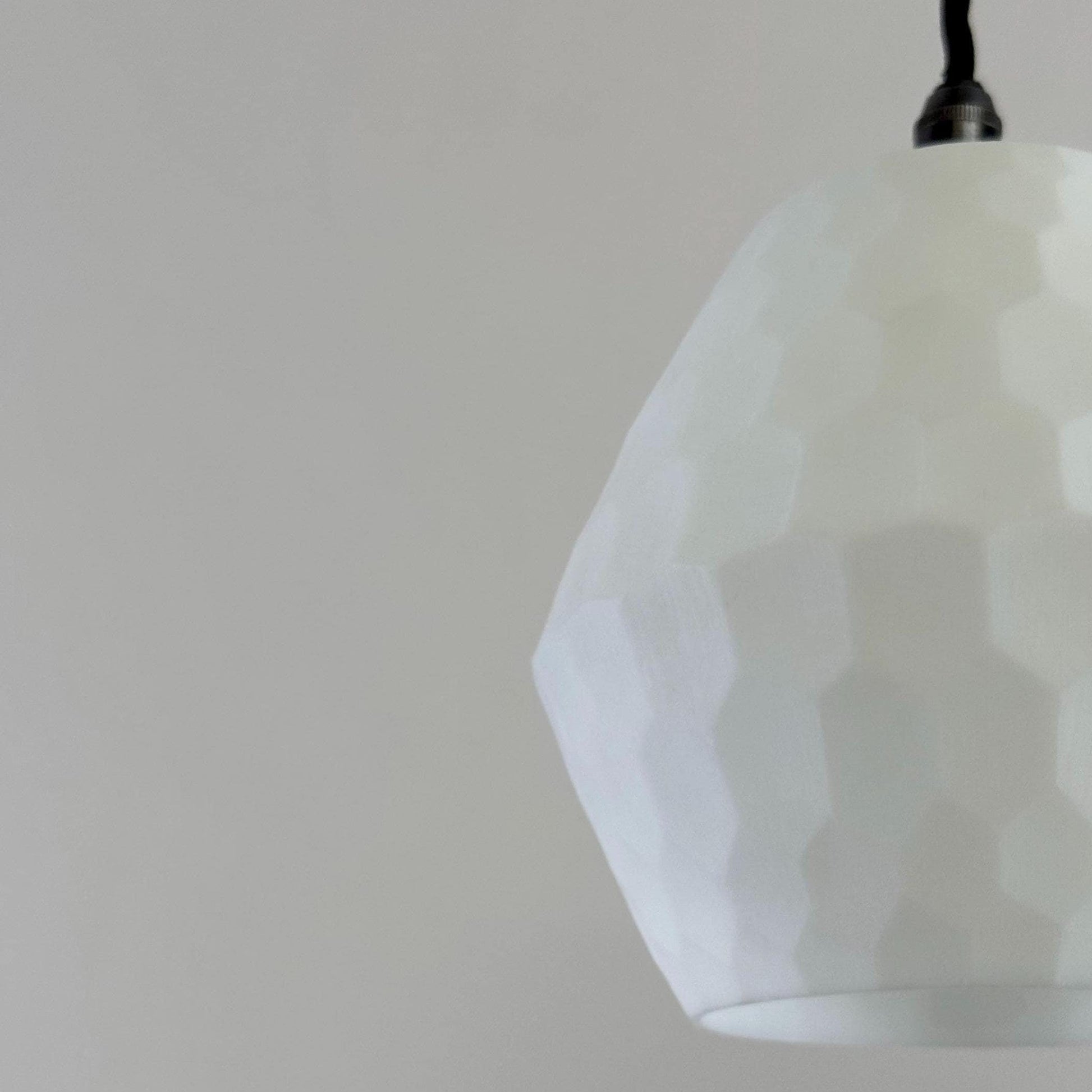 White Faceted Geometric Beehive Glass Pendant Set Ceiling Light
