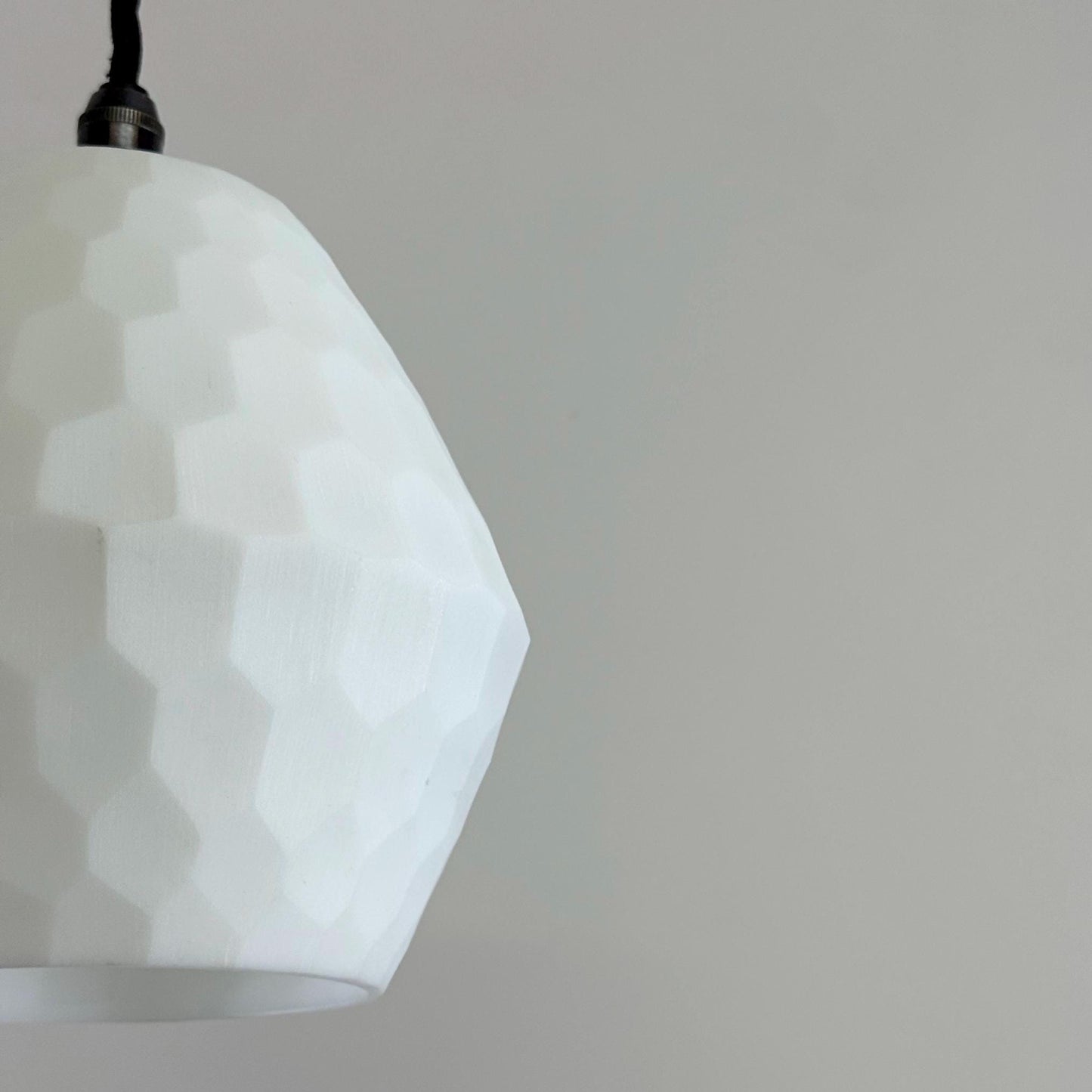 White Faceted Geometric Beehive Glass Pendant Set Ceiling Light