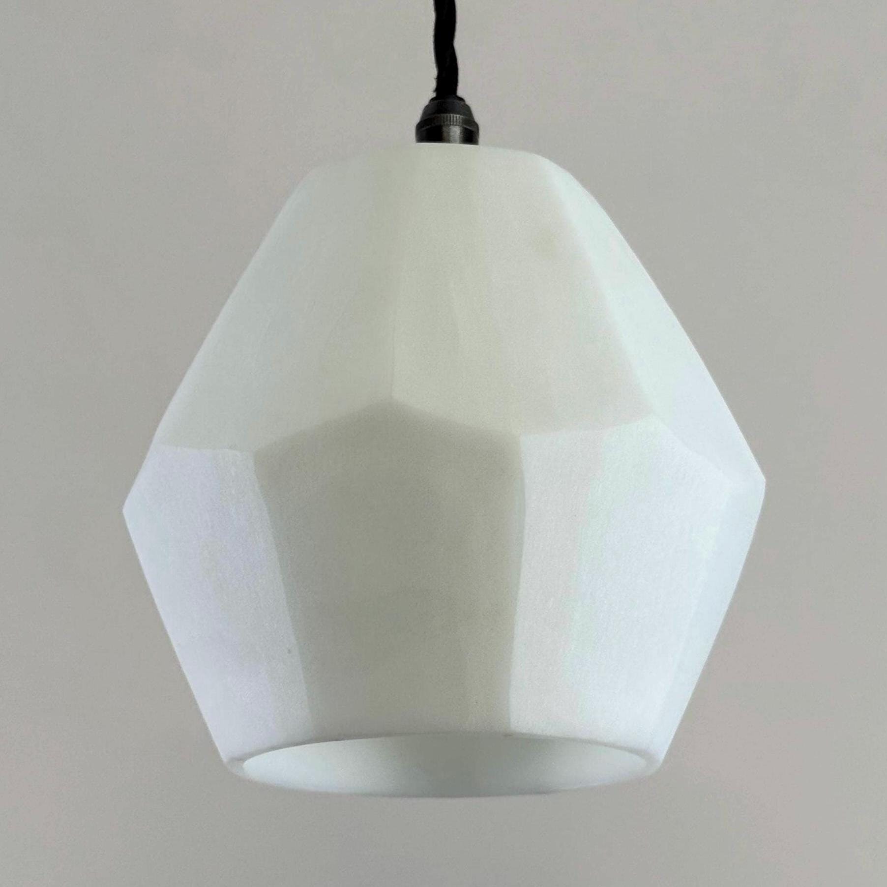 White Faceted Geometric Glass Pendant Set Ceiling Light