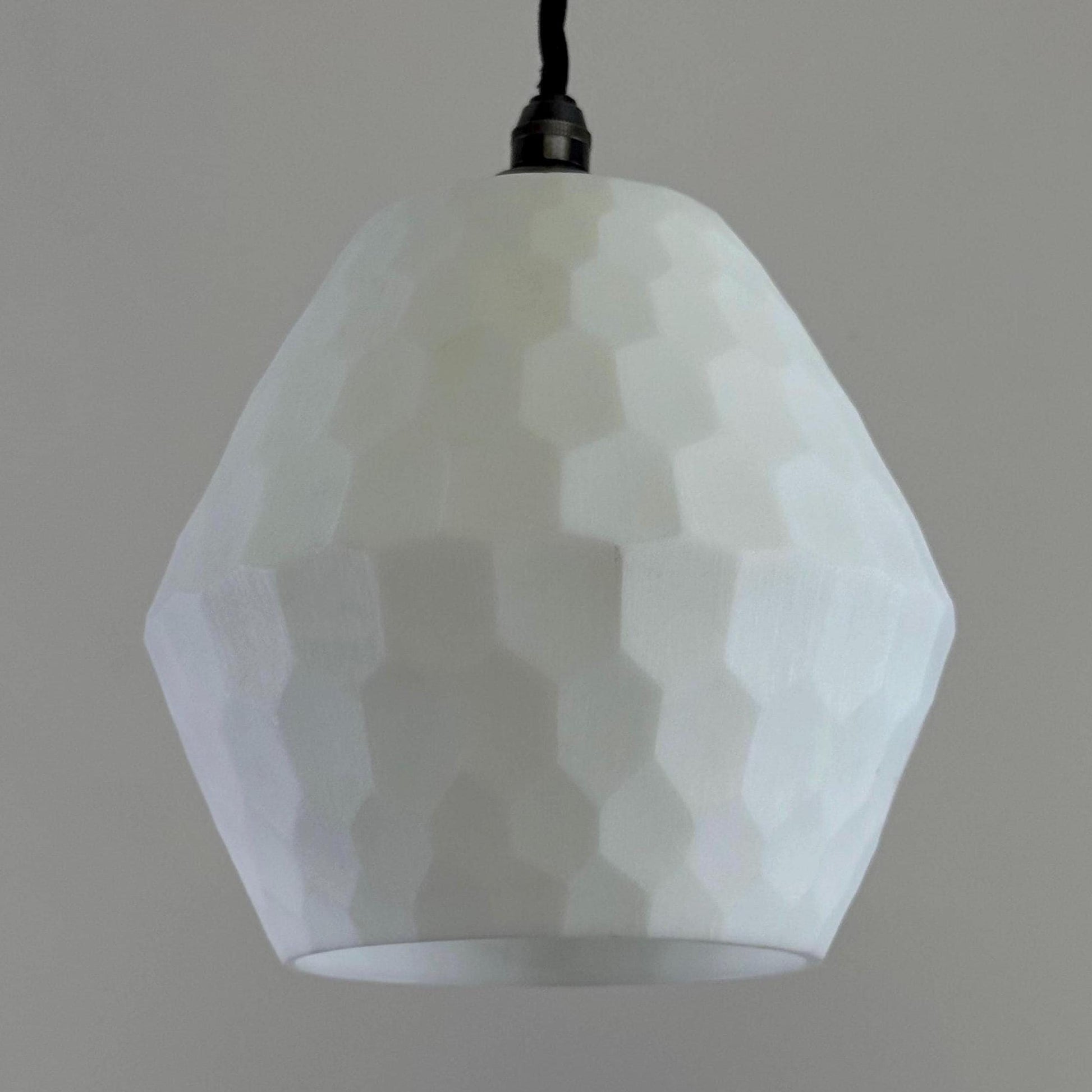 White Faceted Geometric Beehive Glass Pendant Set Ceiling Light