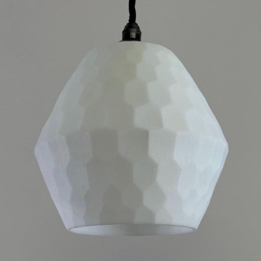 White Faceted Geometric Beehive Glass Pendant Set Ceiling Light