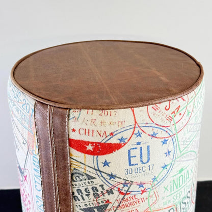 Maxlume ~ Wanderlust Pouf Solid Base Dark Brown Genuine Leather | Vintage Style | Floor Standing | Man Cave Foot Stool