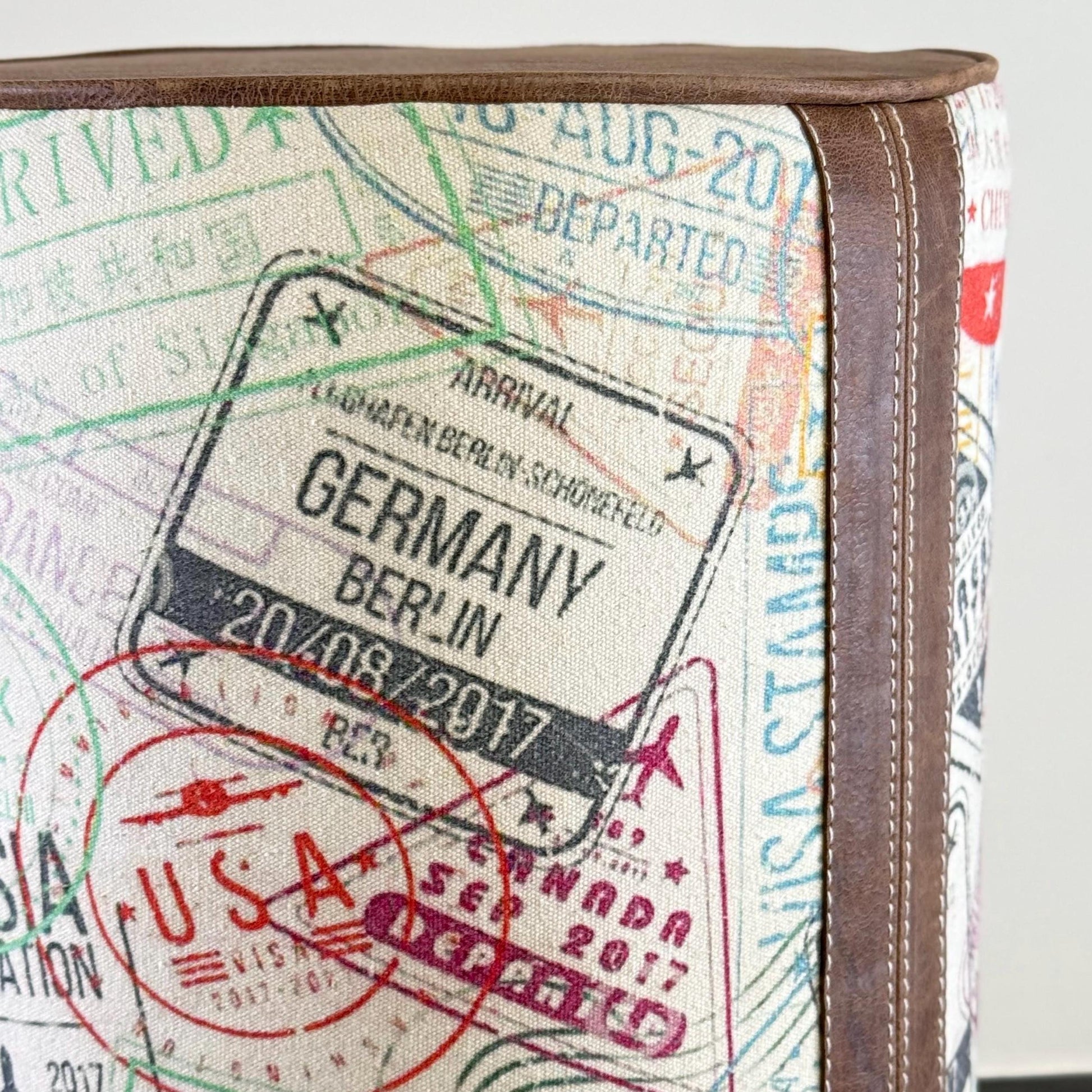 Maxlume ~ Wanderlust Pouf Solid Base Dark Brown Genuine Leather | Vintage Style | Floor Standing | Man Cave Foot Stool