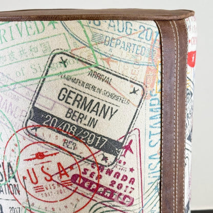 Maxlume ~ Wanderlust Pouf Solid Base Dark Brown Genuine Leather | Vintage Style | Floor Standing | Man Cave Foot Stool