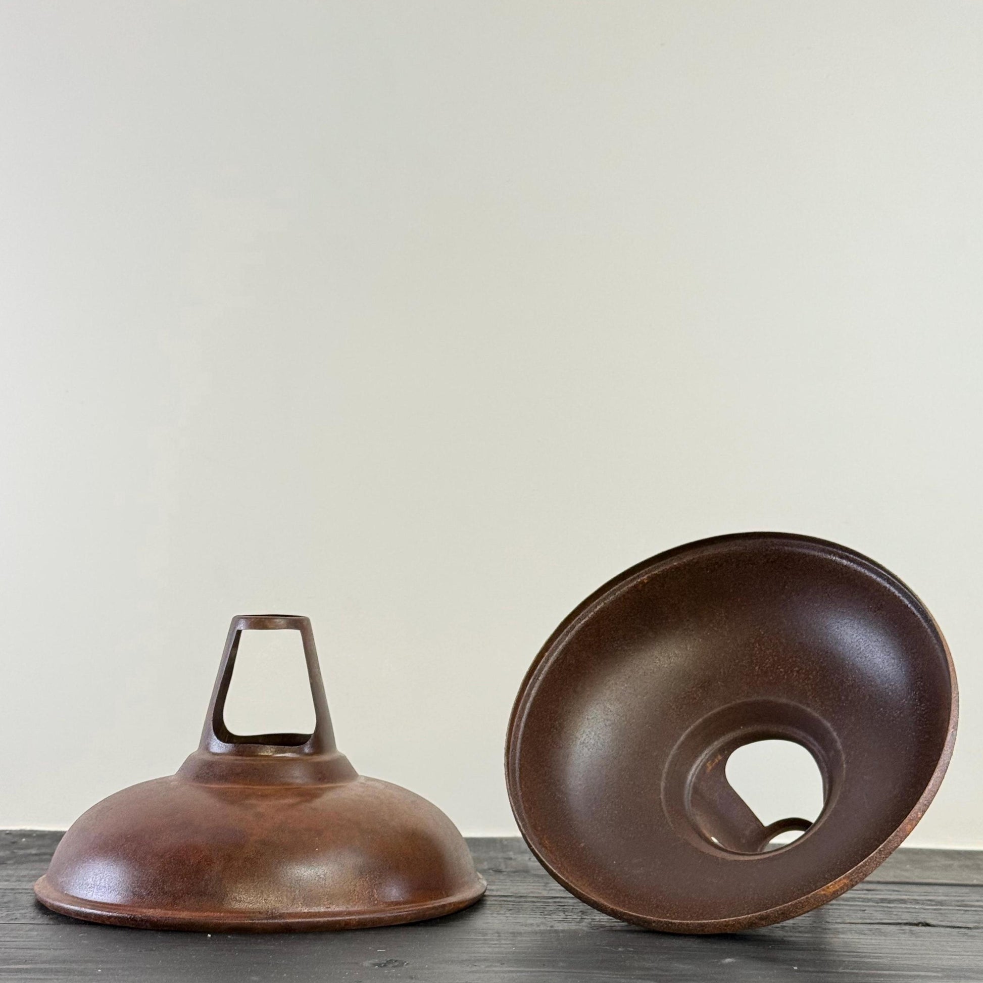 Cawston - Rusted Solid Steel Slotted Lampshade Pendant Set Light - 11 Inch