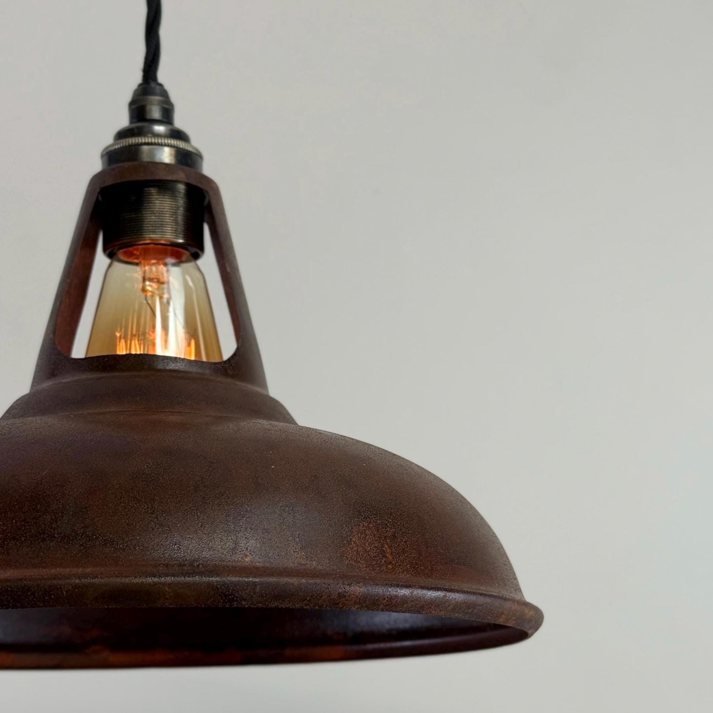 Cawston - Rusted Solid Steel Slotted Lampshade Pendant Set Light - 11 Inch