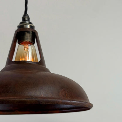 Cawston - Rusted Solid Steel Slotted Lampshade Pendant Set Light - 11 Inch