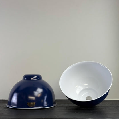 Morley XL ~ Royal Blue RLM Deep Dome Reflector Lampshade Pendant Set Light ~ 13 Inch