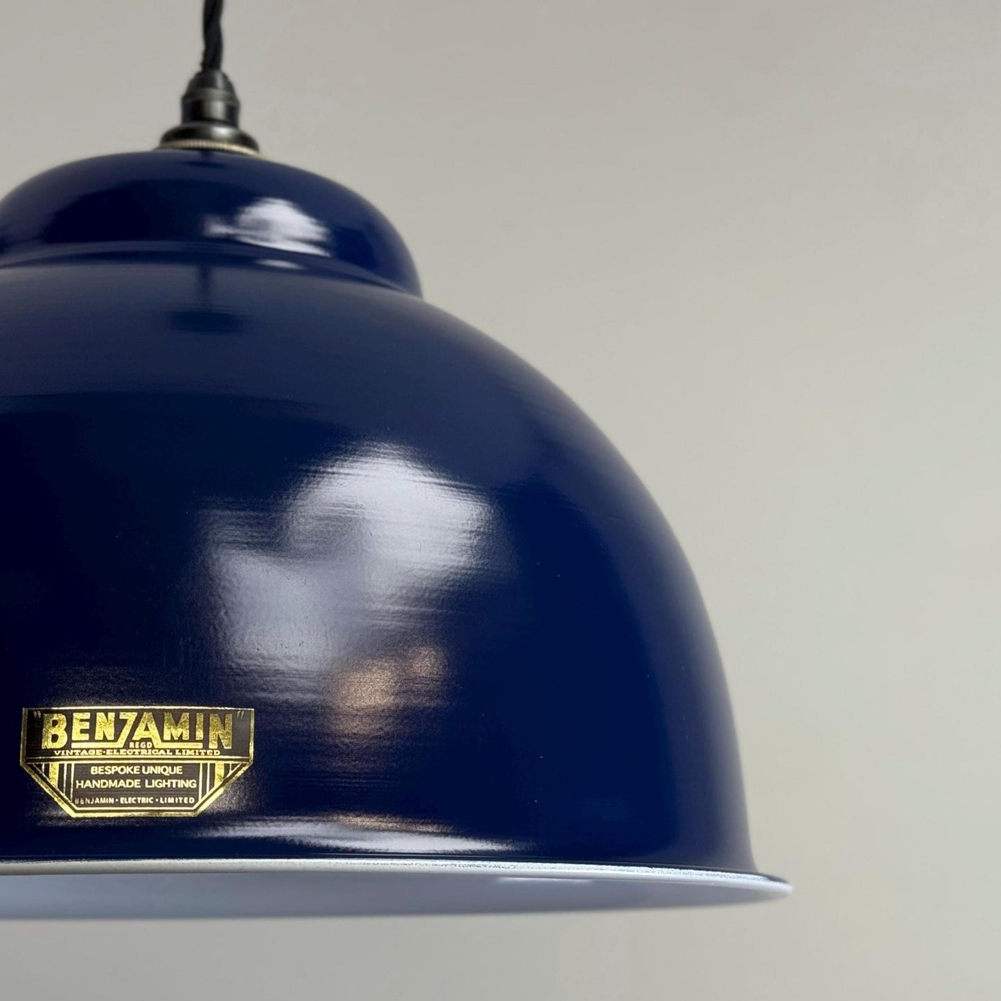 Morley XL ~ Royal Blue RLM Deep Dome Reflector Lampshade Pendant Set Light ~ 13 Inch