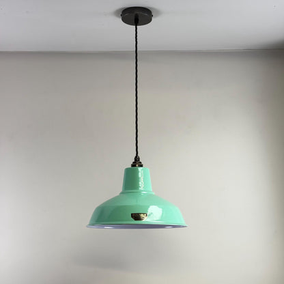 Filby ~ Fresh Teal Green RLM Reflector Lampshade Pendant Set Light ~ 12.5 Inch