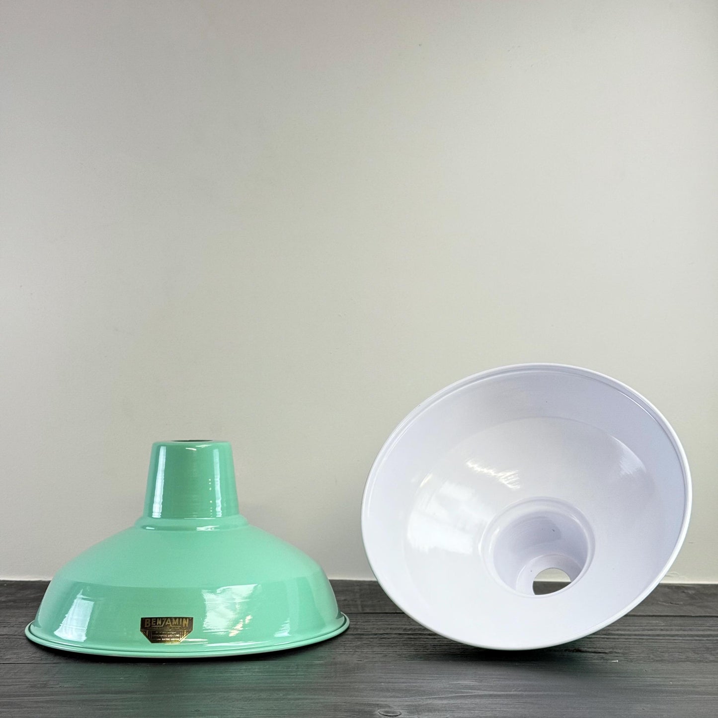 Filby ~ Fresh Teal Green RLM Reflector Lampshade Pendant Set Light ~ 12.5 Inch