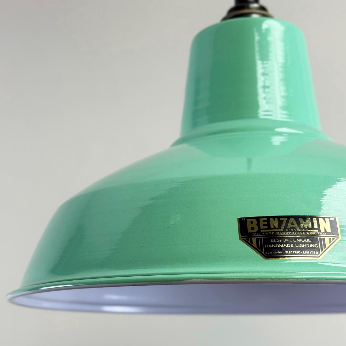 Filby ~ Fresh Teal Green RLM Reflector Lampshade Pendant Set Light ~ 12.5 Inch