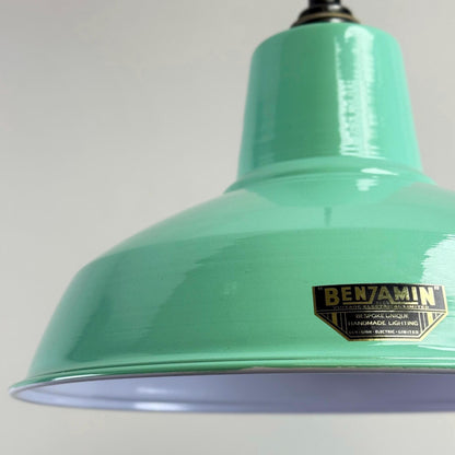 Filby ~ Fresh Teal Green RLM Reflector Lampshade Pendant Set Light ~ 12.5 Inch