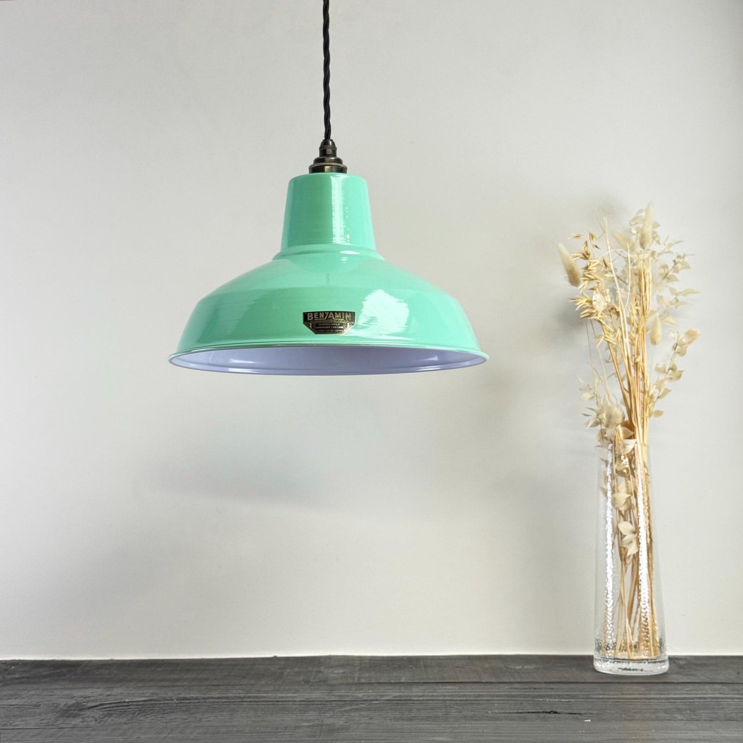 Filby ~ Fresh Teal Green RLM Reflector Lampshade Pendant Set Light ~ 12.5 Inch