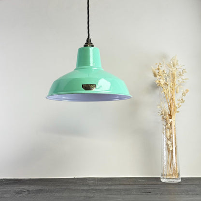 Filby ~ Fresh Teal Green RLM Reflector Lampshade Pendant Set Light ~ 12.5 Inch