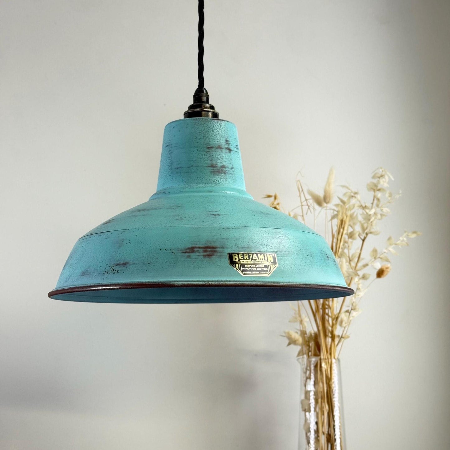Filby ~ Copper Verdigris RLM Reflector Lampshade Pendant Ceiling Light ~ 12.5 Inch