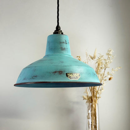 Filby ~ Copper Verdigris RLM Reflector Lampshade Pendant Ceiling Light ~ 12.5 Inch