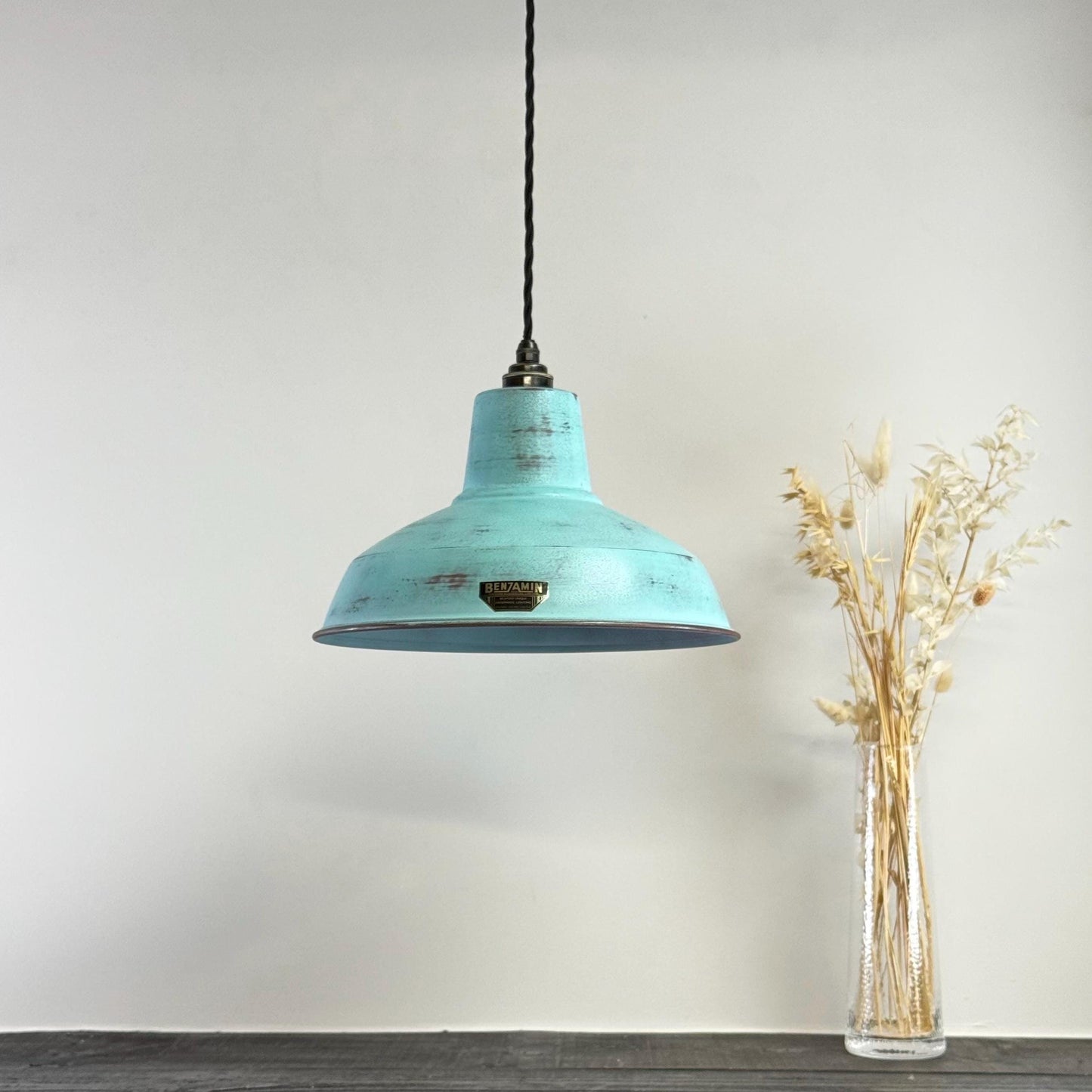 Filby ~ Copper Verdigris RLM Reflector Lampshade Pendant Ceiling Light ~ 12.5 Inch