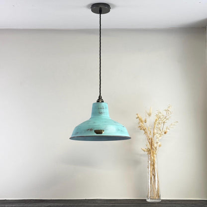 Filby ~ Copper Verdigris RLM Reflector Lampshade Pendant Ceiling Light ~ 12.5 Inch