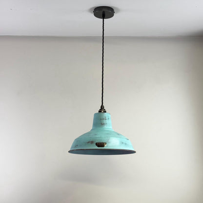 Filby ~ Copper Verdigris RLM Reflector Lampshade Pendant Ceiling Light ~ 12.5 Inch