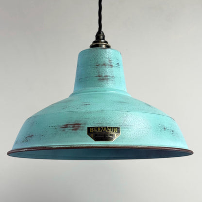 Filby ~ Copper Verdigris RLM Reflector Lampshade Pendant Ceiling Light ~ 12.5 Inch