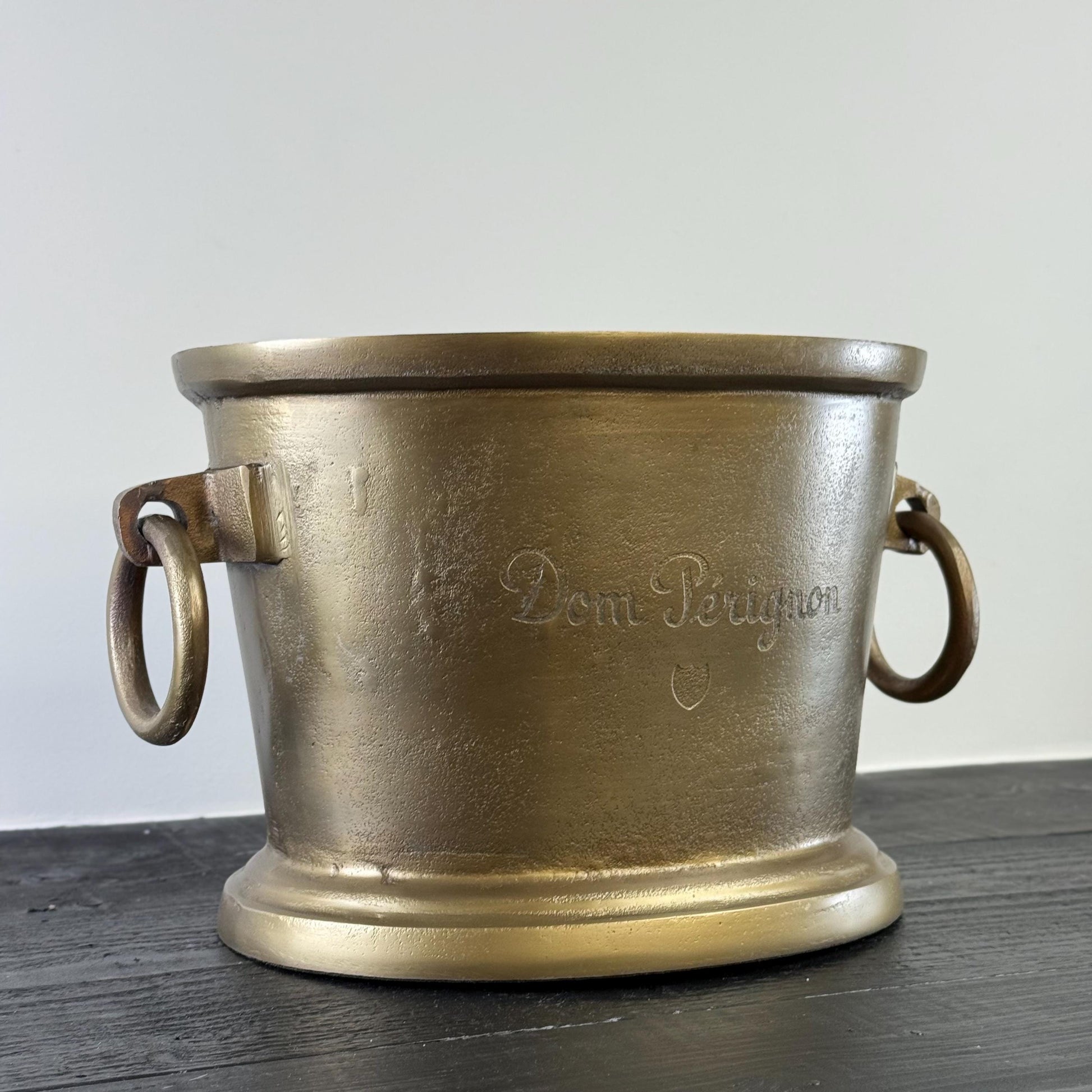 Dom Perignon Antique Brass Great Gatsby ~ Solid Cast Engraved Champagne Ice Bucket | Wine Cooler
