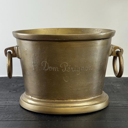 Dom Perignon Antique Brass Great Gatsby ~ Solid Cast Engraved Champagne Ice Bucket | Wine Cooler
