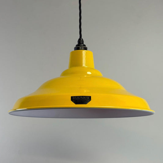 Bawsey ~ *Worn* Summer Yellow Lampshade Pendant Set Light ~ 16 Inch