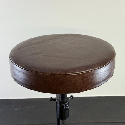 Vice Clamp Industrial Solid Bar Stool Wood or Leather Top Solid Cast Metal Base | Vintage Style | Floor Standing