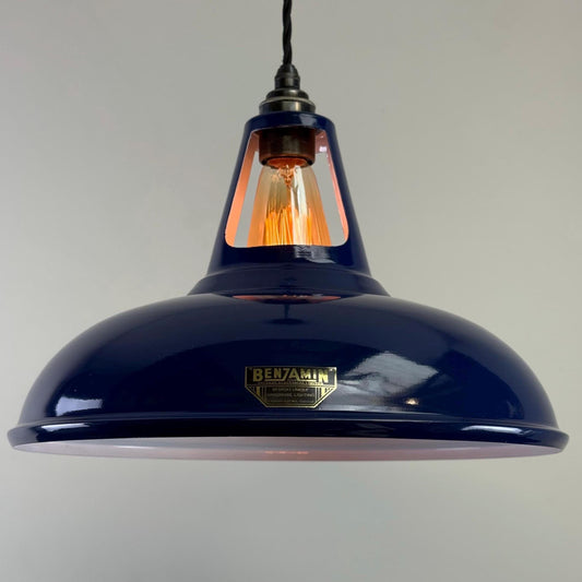 Cawston XL - Royal Blue Coolicon Slotted Lampshade Pendant Set Light *Worn* - 14 Inch