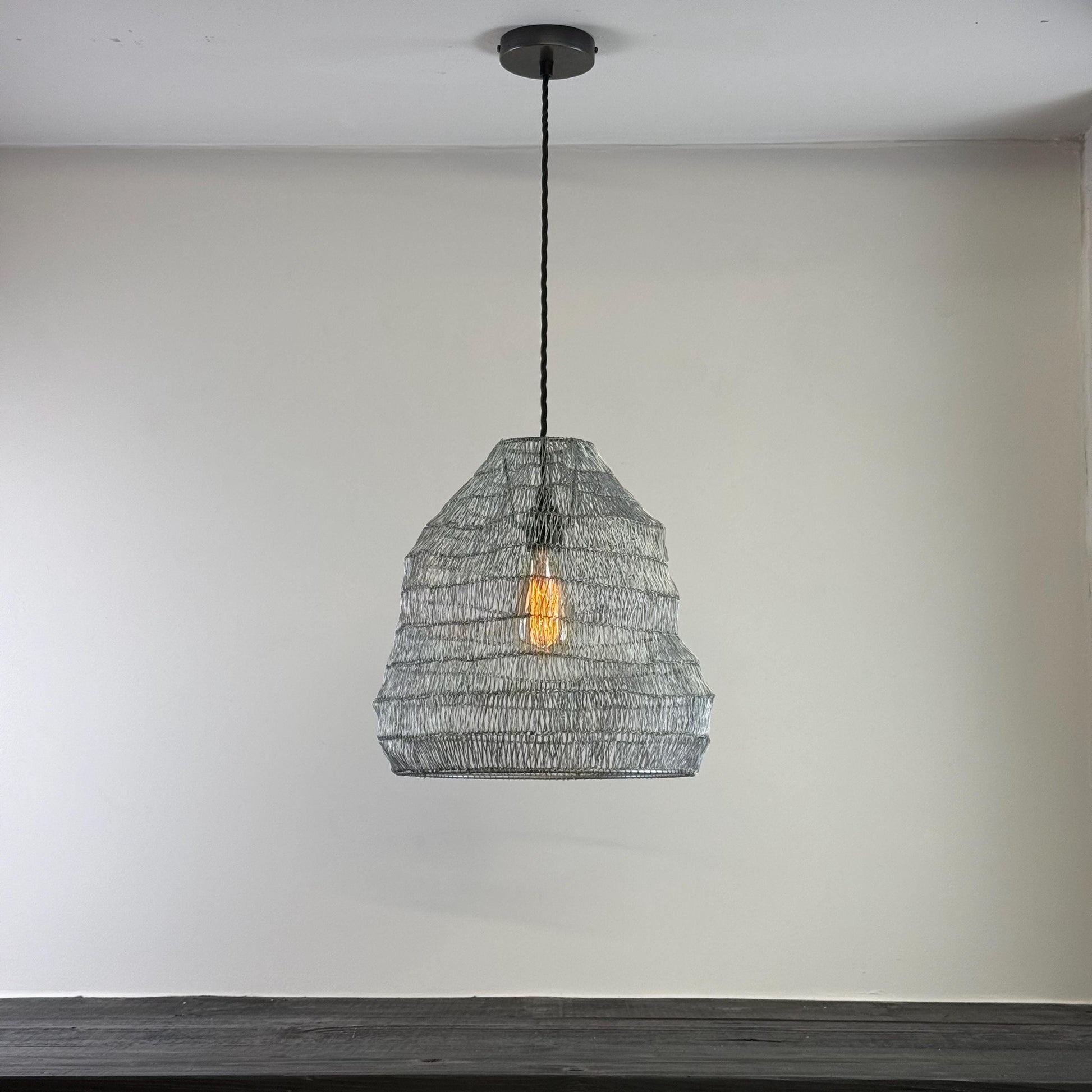 Walton ~ Beehive Large Silver Wire Mesh Lampshade Pendant Ceiling Light