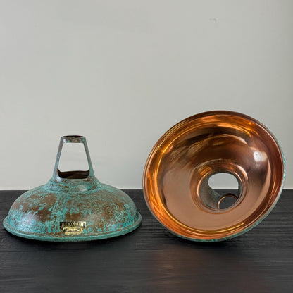 Cawston - Solid Copper Verdigris Patina Slotted Lampshade Pendant Set Light - 11 Inch