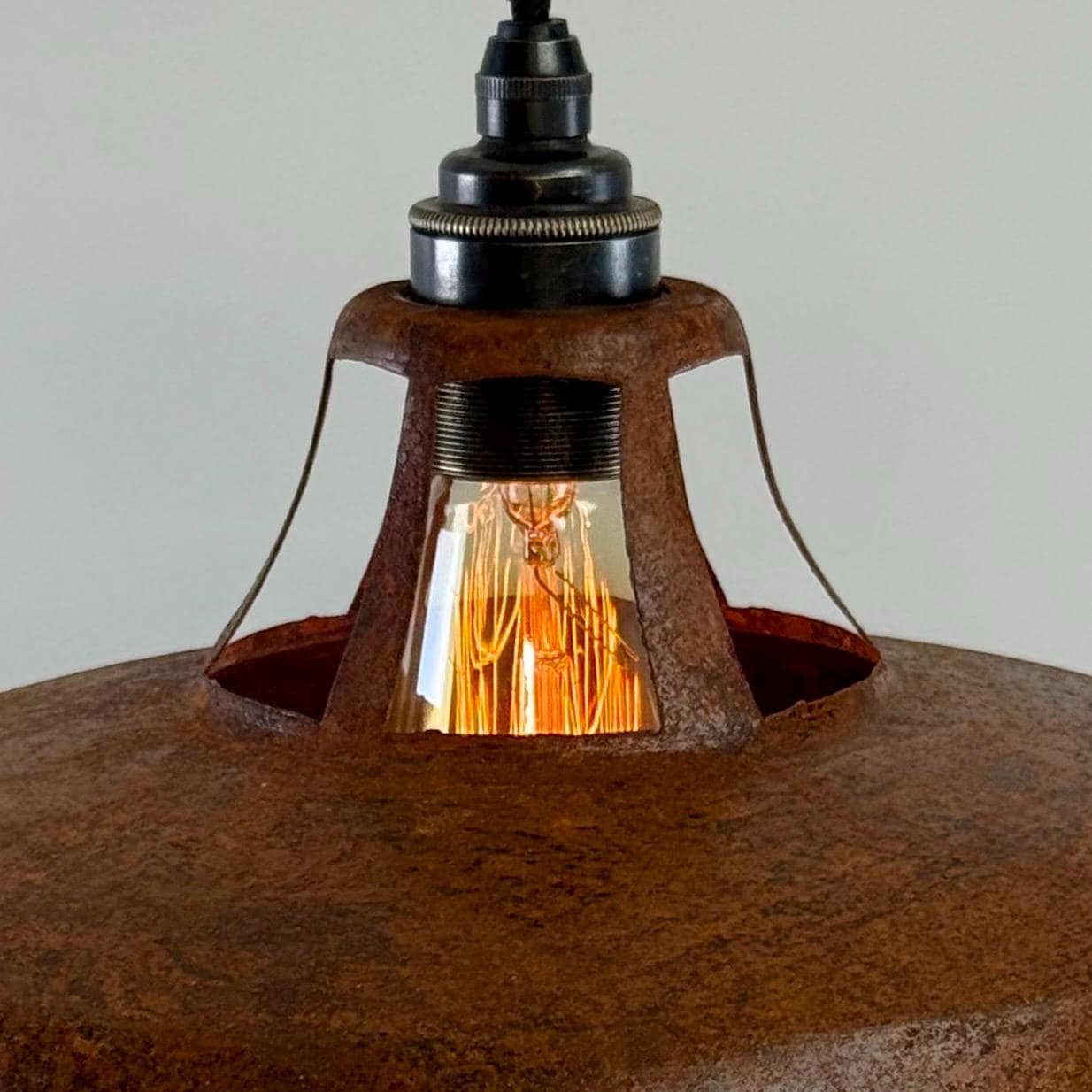 Bramerton ~ Rusted Industrial Benflux Lamp Shade Benflux Pendant Set Light - 12 Inch