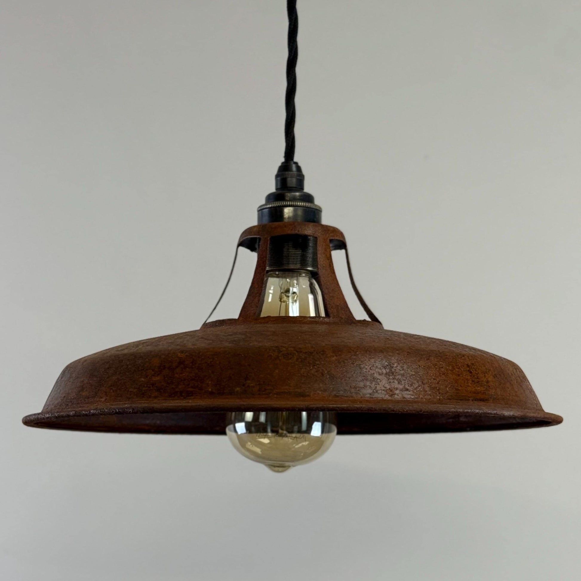 Bramerton ~ Rusted Industrial Benflux Lamp Shade Benflux Pendant Set Light - 12 Inch