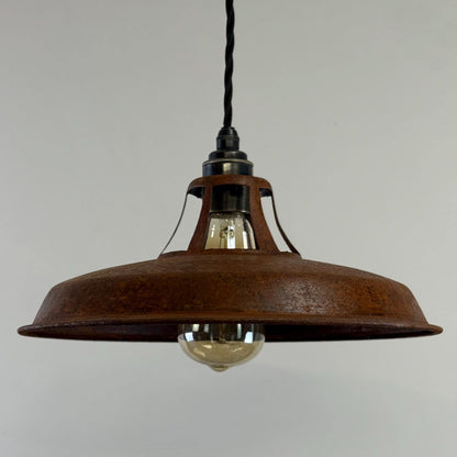 Bramerton ~ Rusted Industrial Benflux Lamp Shade Benflux Pendant Set Light - 12 Inch