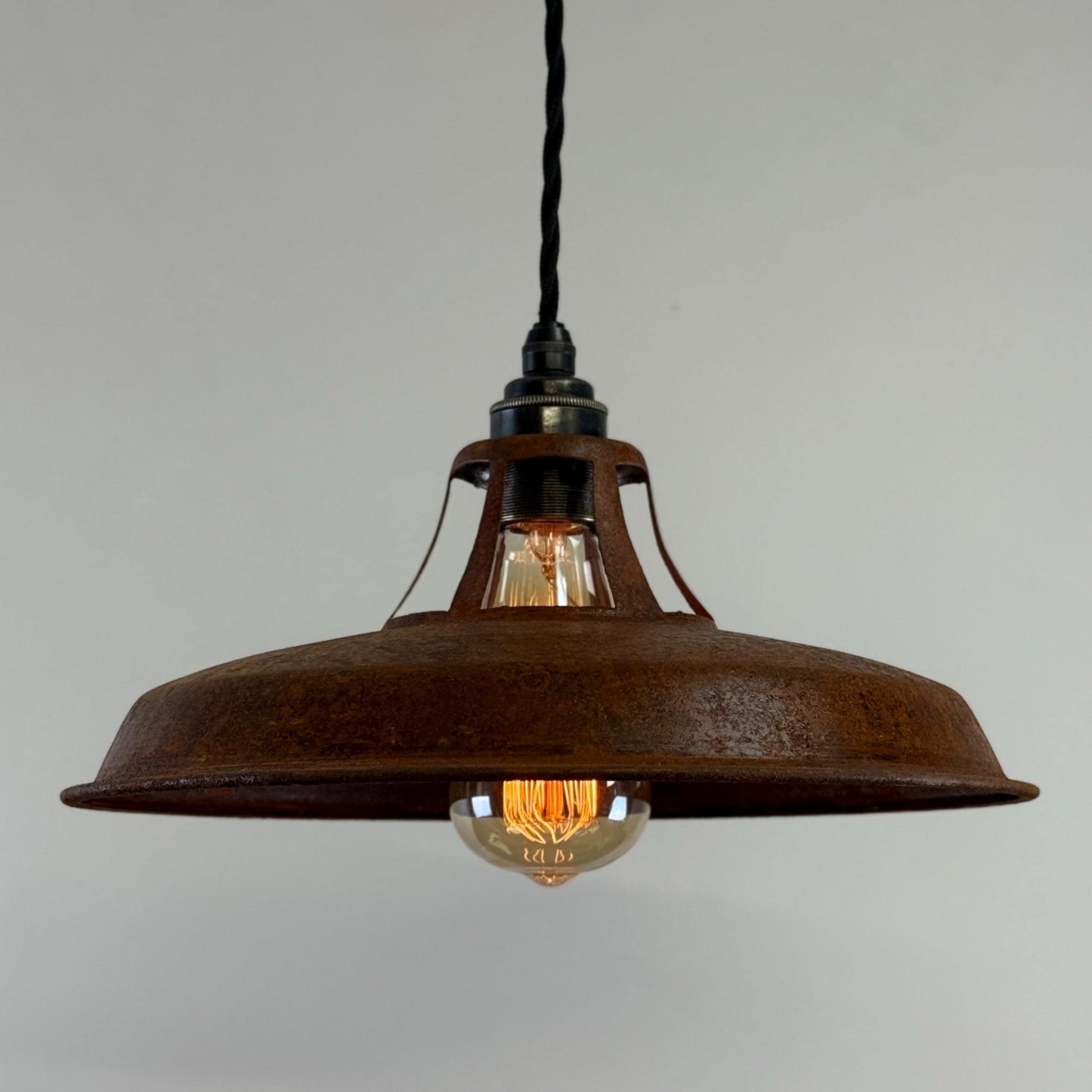 Bramerton ~ Rusted Industrial Benflux Lamp Shade Benflux Pendant Set Light - 12 Inch