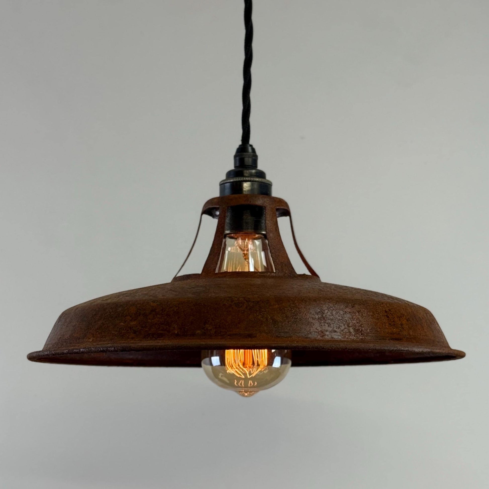 Bramerton ~ Rusted Industrial Benflux Lamp Shade Benflux Pendant Set Light - 12 Inch