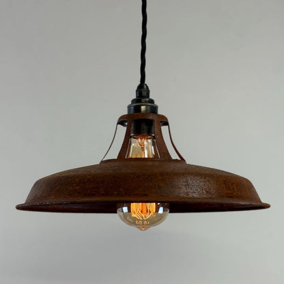 Bramerton ~ Rusted Industrial Benflux Lamp Shade Benflux Pendant Set Light - 12 Inch