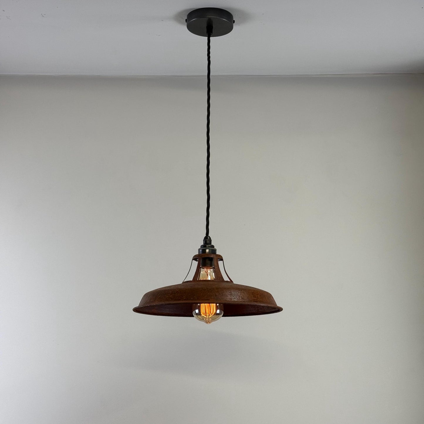Bramerton ~ Rusted Industrial Benflux Lamp Shade Benflux Pendant Set Light - 12 Inch