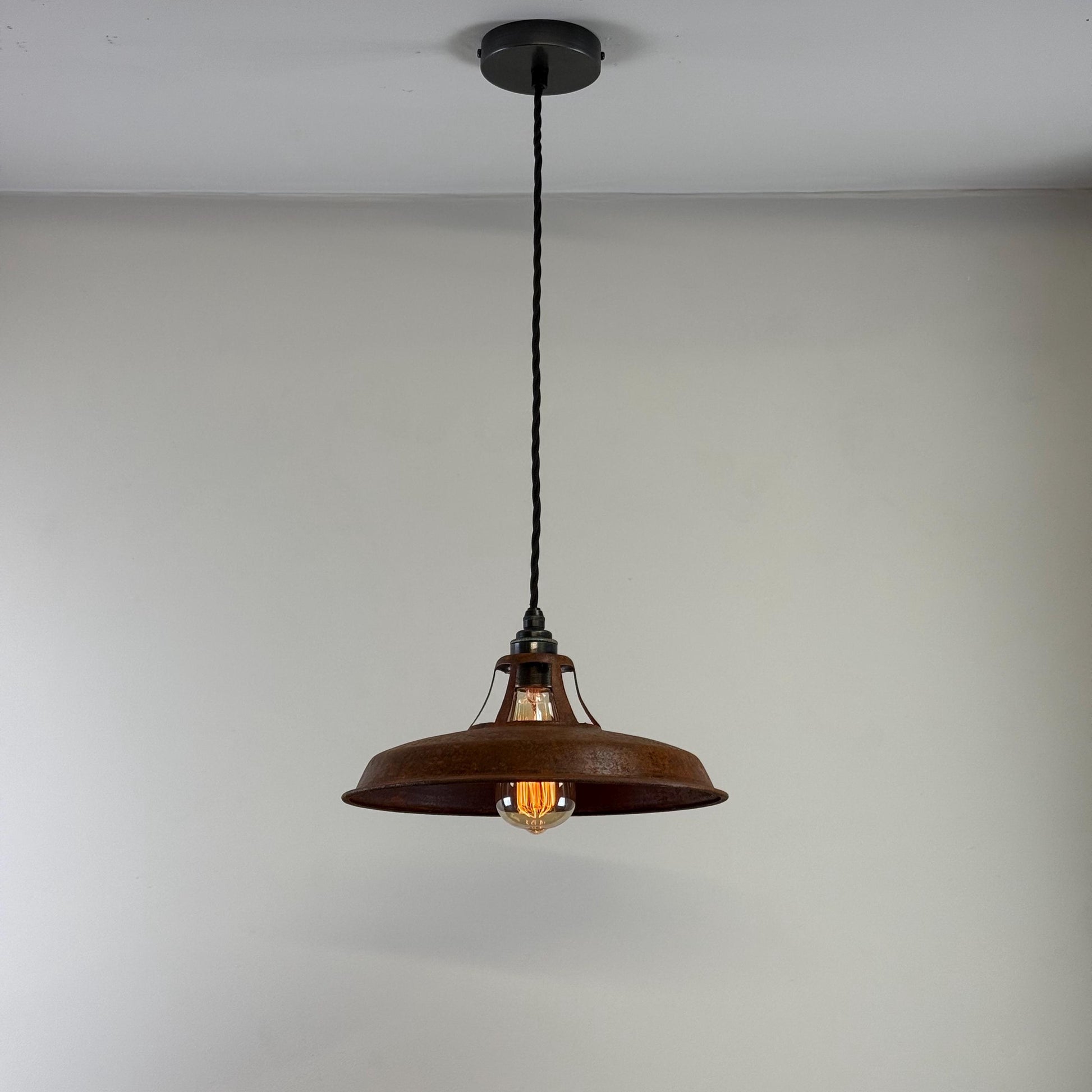 Bramerton ~ Rusted Industrial Benflux Lamp Shade Benflux Pendant Set Light - 12 Inch