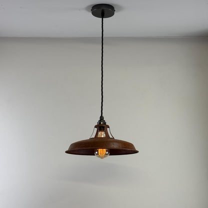 Bramerton ~ Rusted Industrial Benflux Lamp Shade Benflux Pendant Set Light - 12 Inch