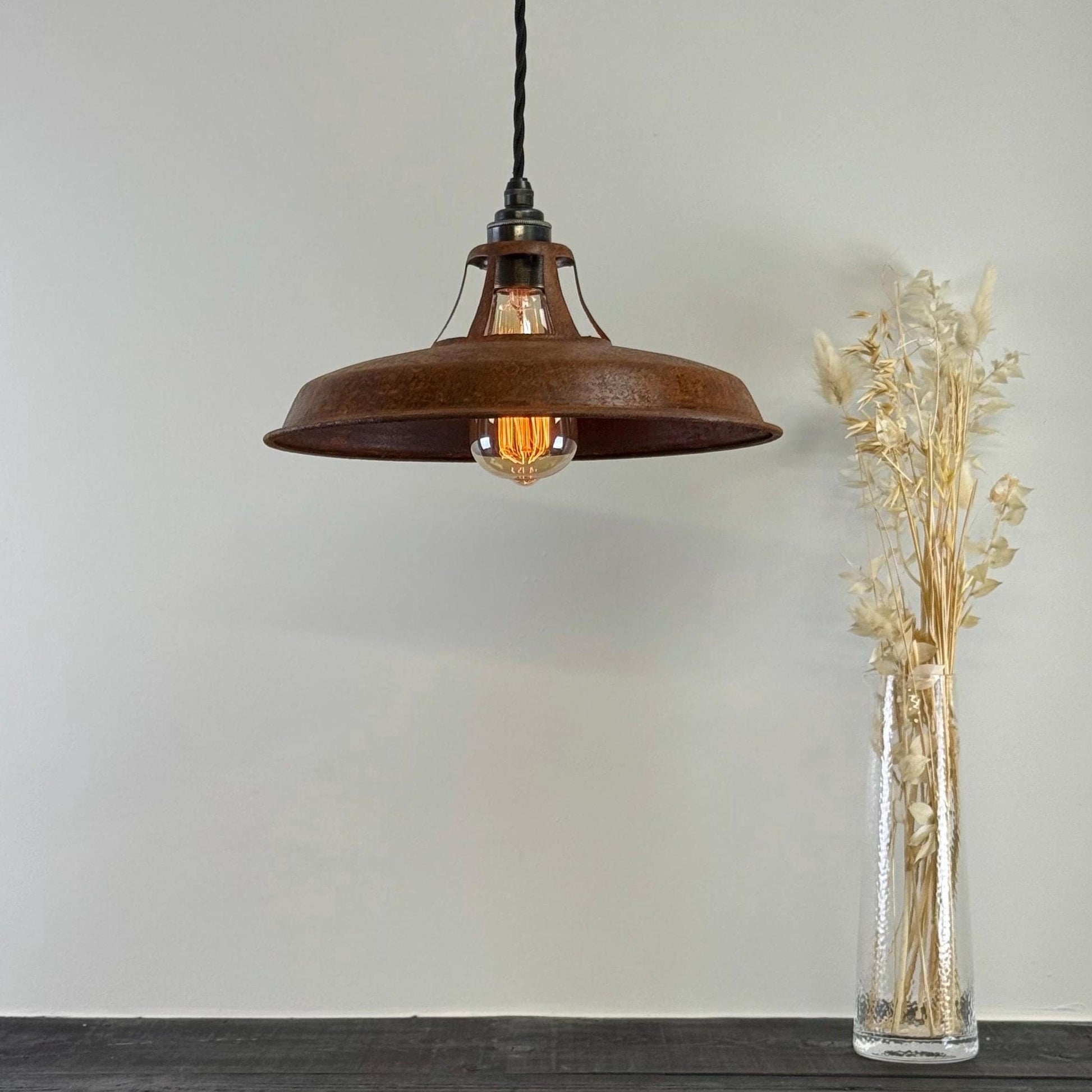 Bramerton ~ Rusted Industrial Benflux Lamp Shade Benflux Pendant Set Light - 12 Inch