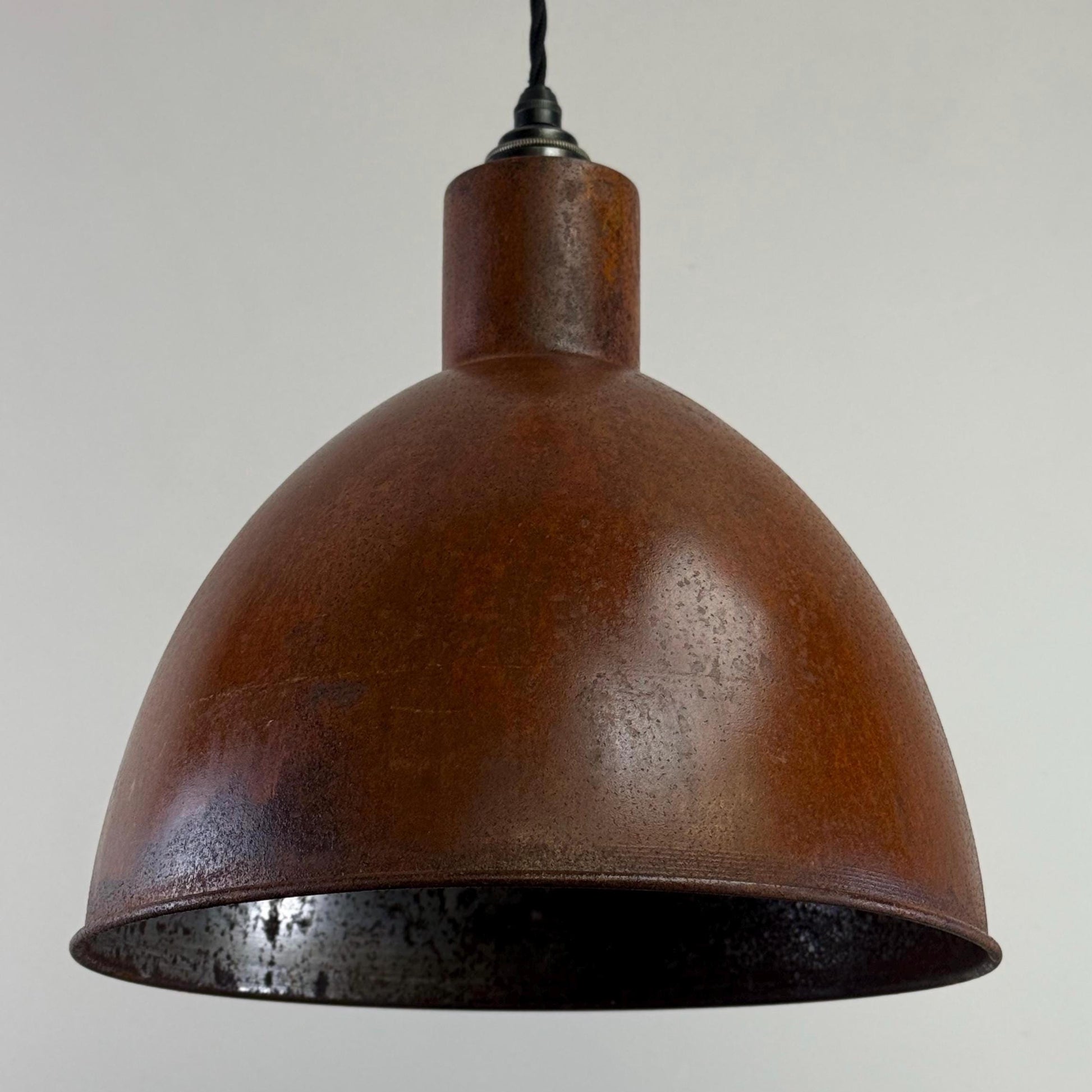 Warham ~ Rusted Solid Steel Industrial Shade Pendant Set Light | Ceiling Dining Room | Kitchen Table | Vintage 1 x Edison Filament Bulb
