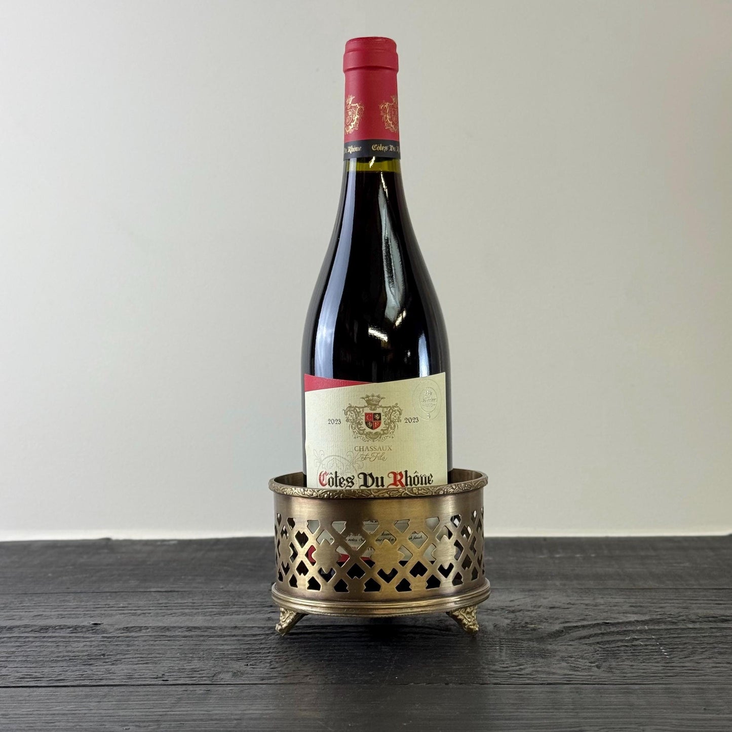 Luxury Vintage Antique Brass Wine Holder Ornante Bottle Stand Barware