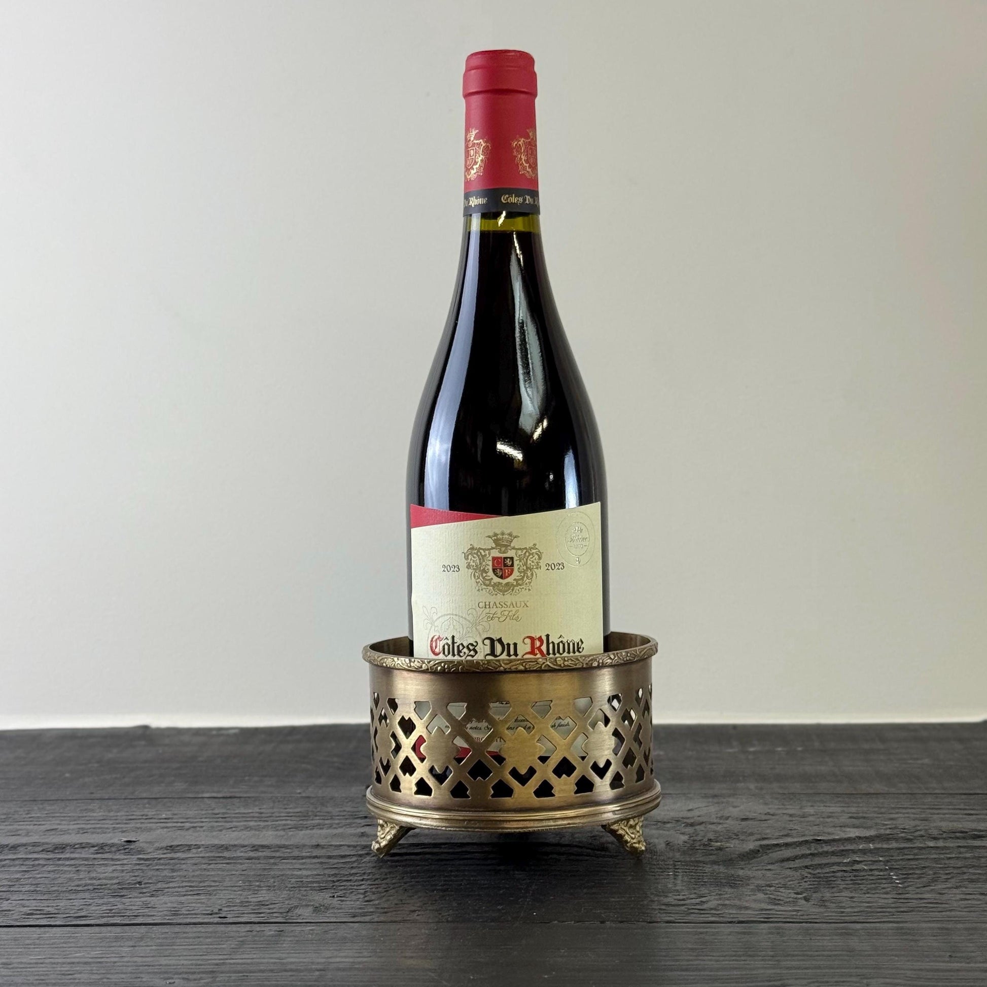 Luxury Vintage Antique Brass Wine Holder Ornante Bottle Stand Barware