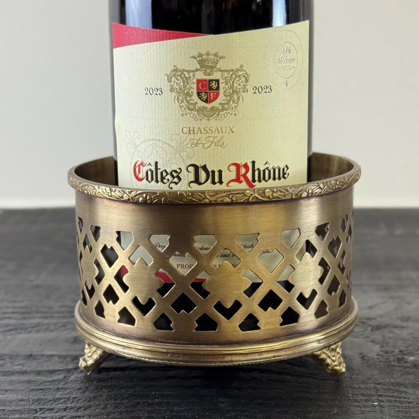 Luxury Vintage Antique Brass Wine Holder Ornante Bottle Stand Barware