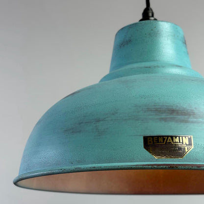 Salthouse XL ~ Verdigris Copper Patina Industrial Shade Light ~ 14.5 Inch